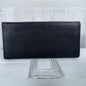 1063: Vintage Burberry Black Leather Long Wallet Nova Check